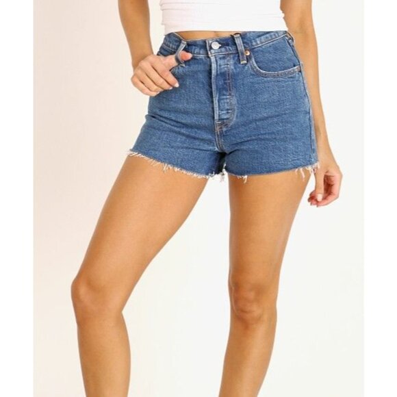 Levi’s Ribcage Shorts in Charleston Erosion 26 Womens Denim Jeans - Picture 12 of 14